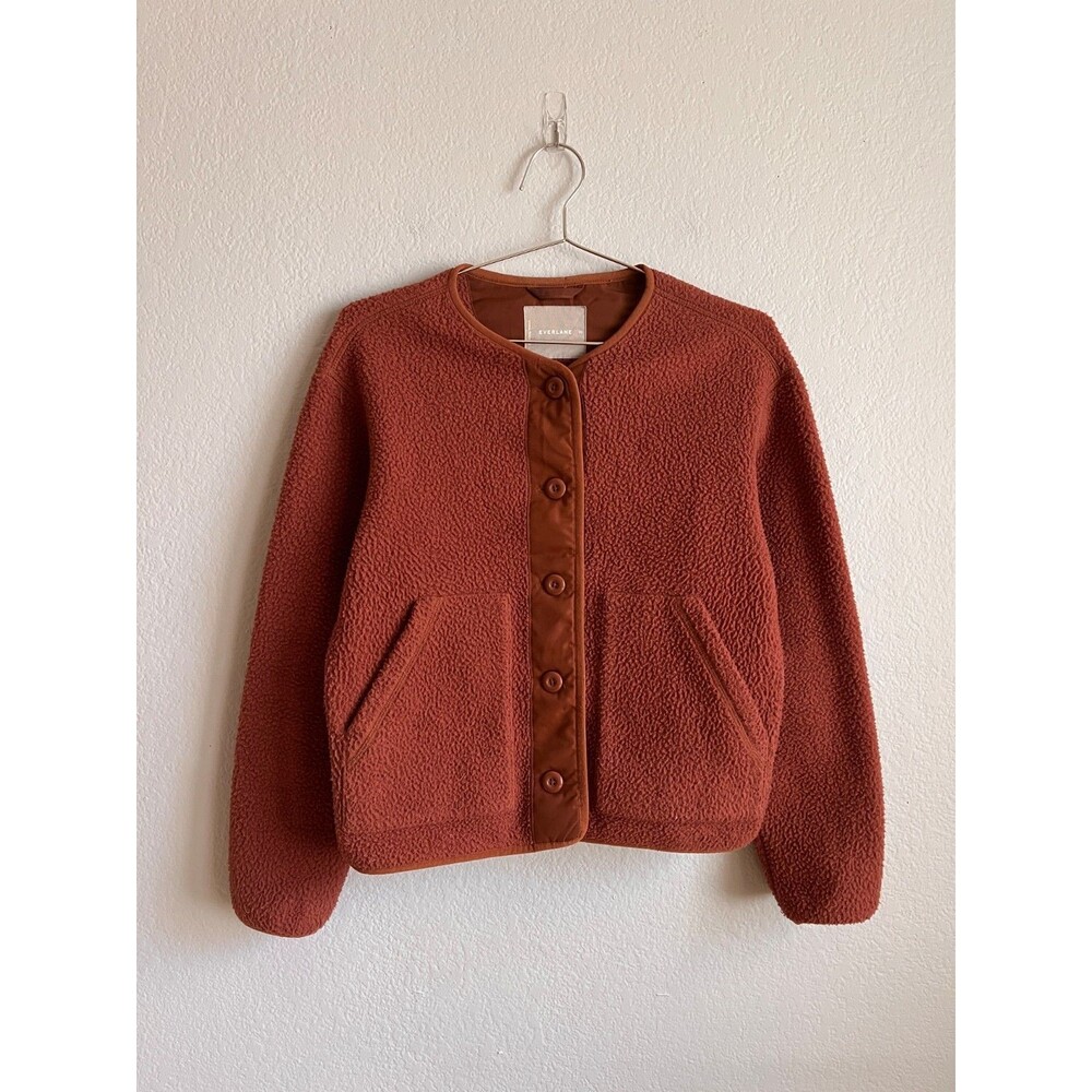 Everlane ReNew Teddy Liner Fleece Jacket in Deep Clay (Red) Size XS